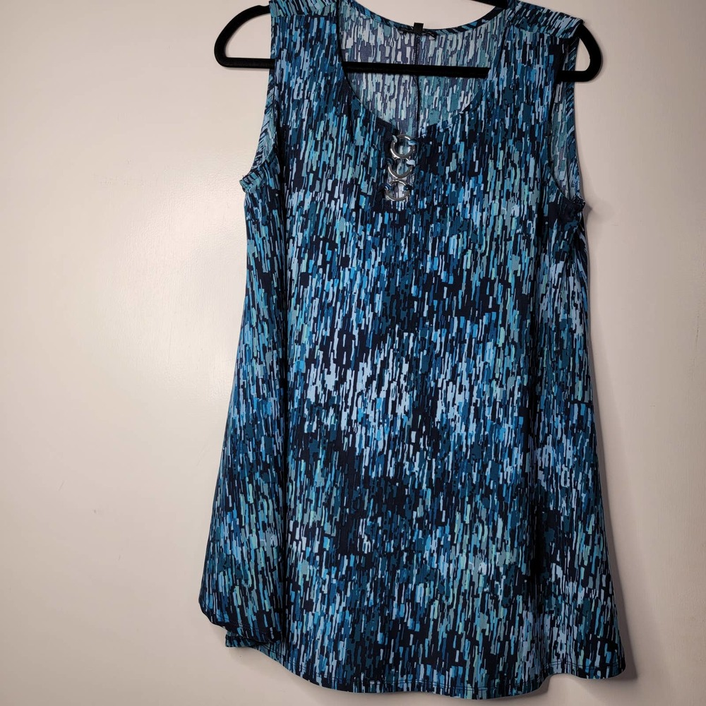 S Ava & Grace Ring Blouse Top Tee Shirt Blue AA